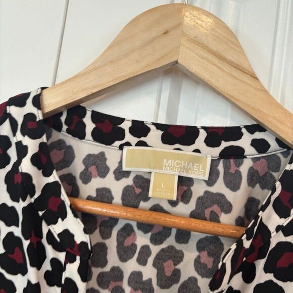 MICHAEL Michael Kors Purple Cheetah Print Blouse Large - Picture 5 of 6
